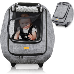 Youpinby waterproof baby car seat cover shields baby from rain and wind during travel.