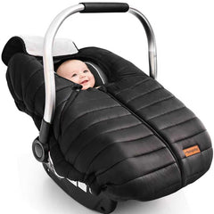 Youpinby winter baby car seat cover front view showing weatherproof outer and breathable fabric for comfort.