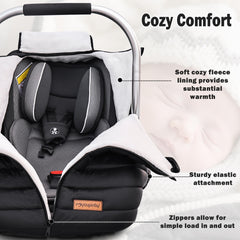 Youpinby winter car seat cover open front view with center zipper for easy baby access.