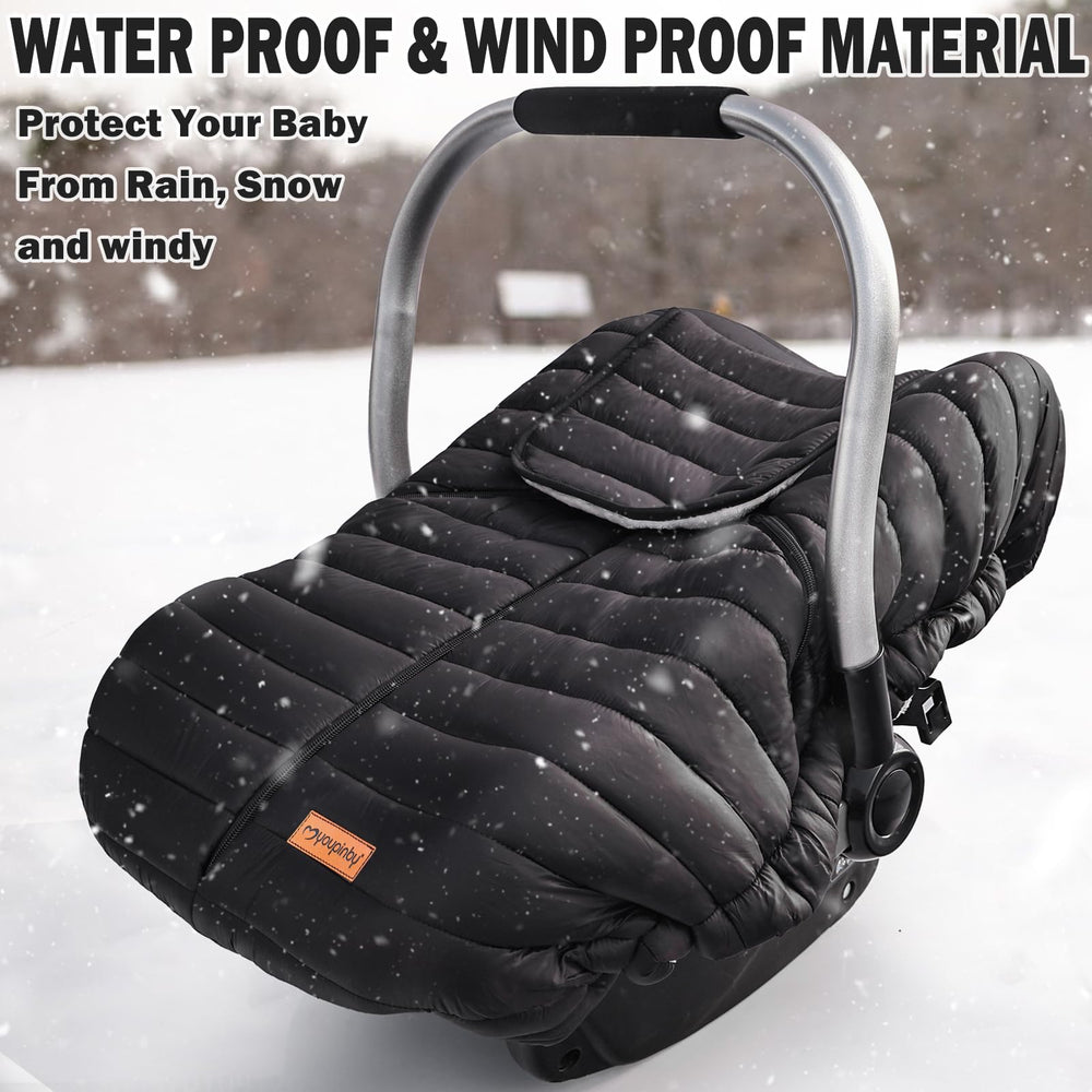 Youpinby car seat cover side view highlighting triple-layer warmth for chilly rides.
