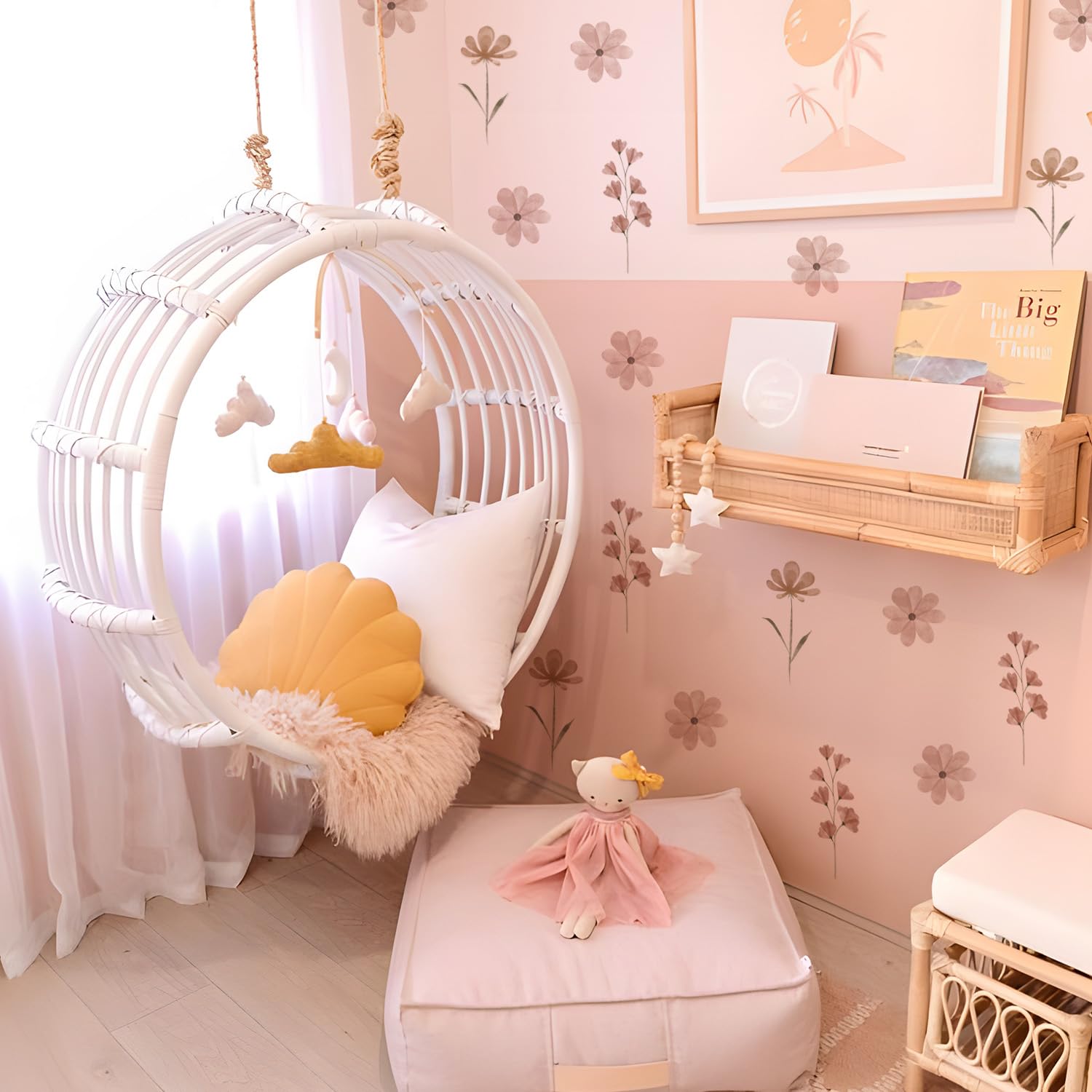 YouRfocus Daisy Wall Decals Pink-B dual-layer print delivers high-coverage color