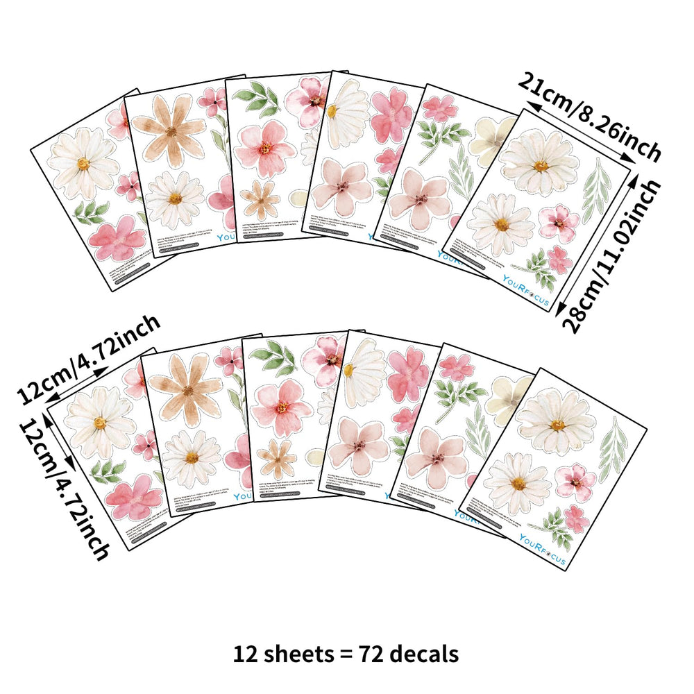 YouRfocus Daisy Wall Stickers are easy to peel and reposition for updates