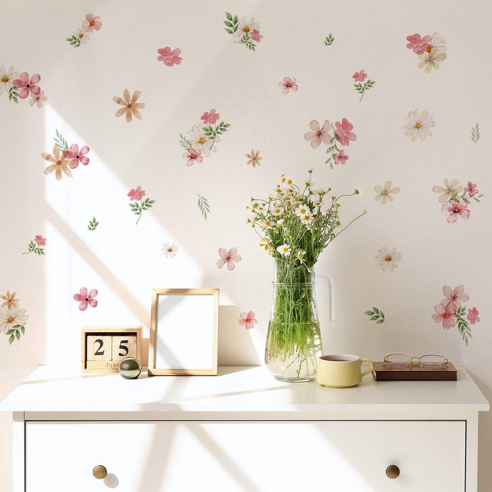 YouRfocus Daisy Watercolor Wall Decals pack with 12 sheets for quick room transformation