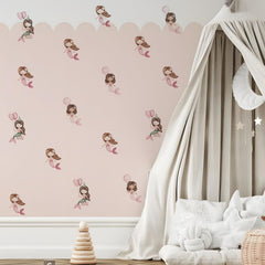 YouRfocus Mermaid Wall Decal pink-1: playful wall art for girls' rooms with high coverage.