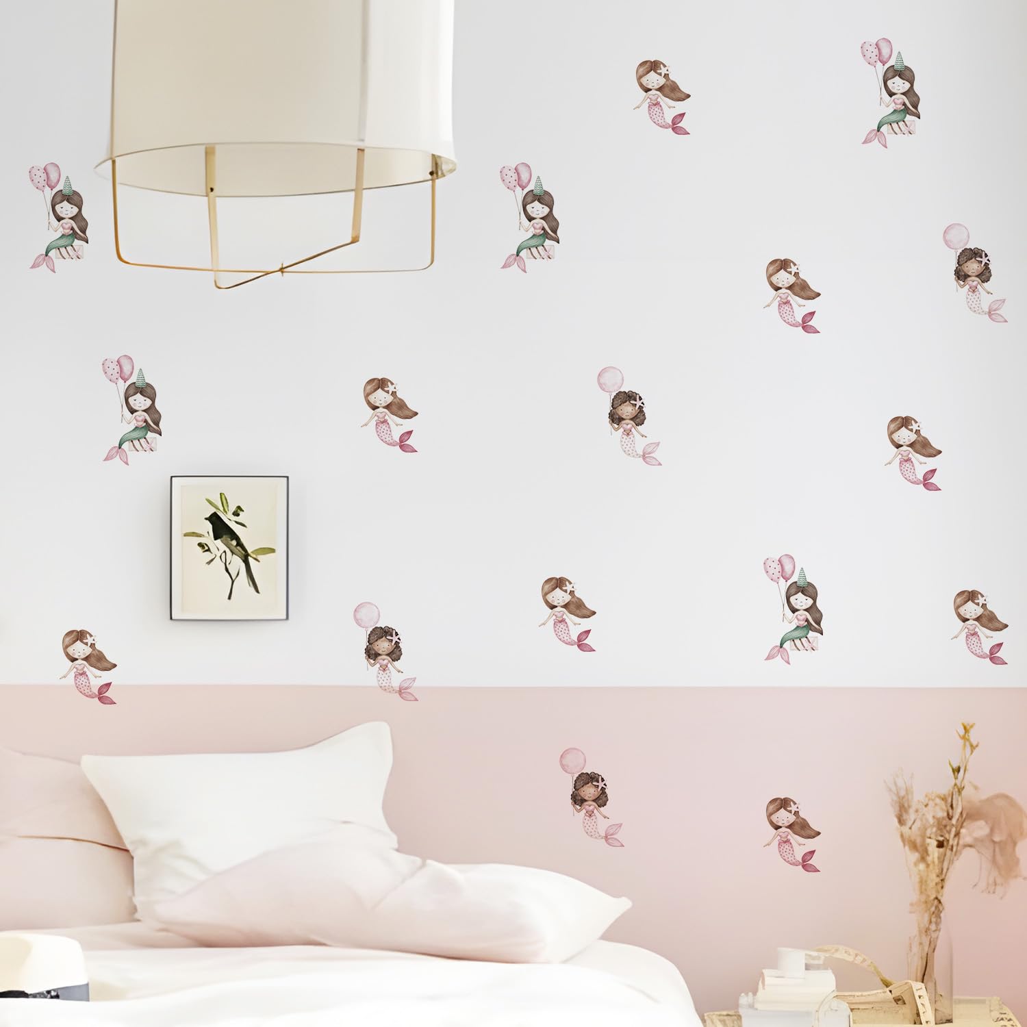 YouRfocus Mermaid Wall Decal pink-3: removable decals simplify decorating nurseries without wall damage.