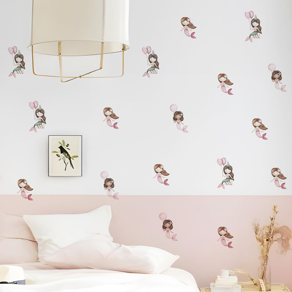 YouRfocus Mermaid Wall Decal pink-3: removable decals simplify decorating nurseries without wall damage.