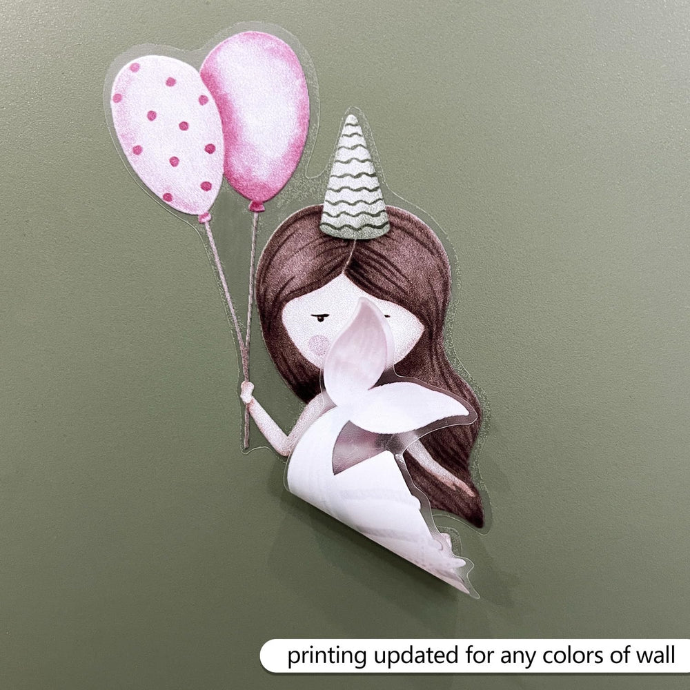 YouRfocus Mermaid Wall Decal pink-5: easy peel-and-stick setup—repositionable for changing rooms.