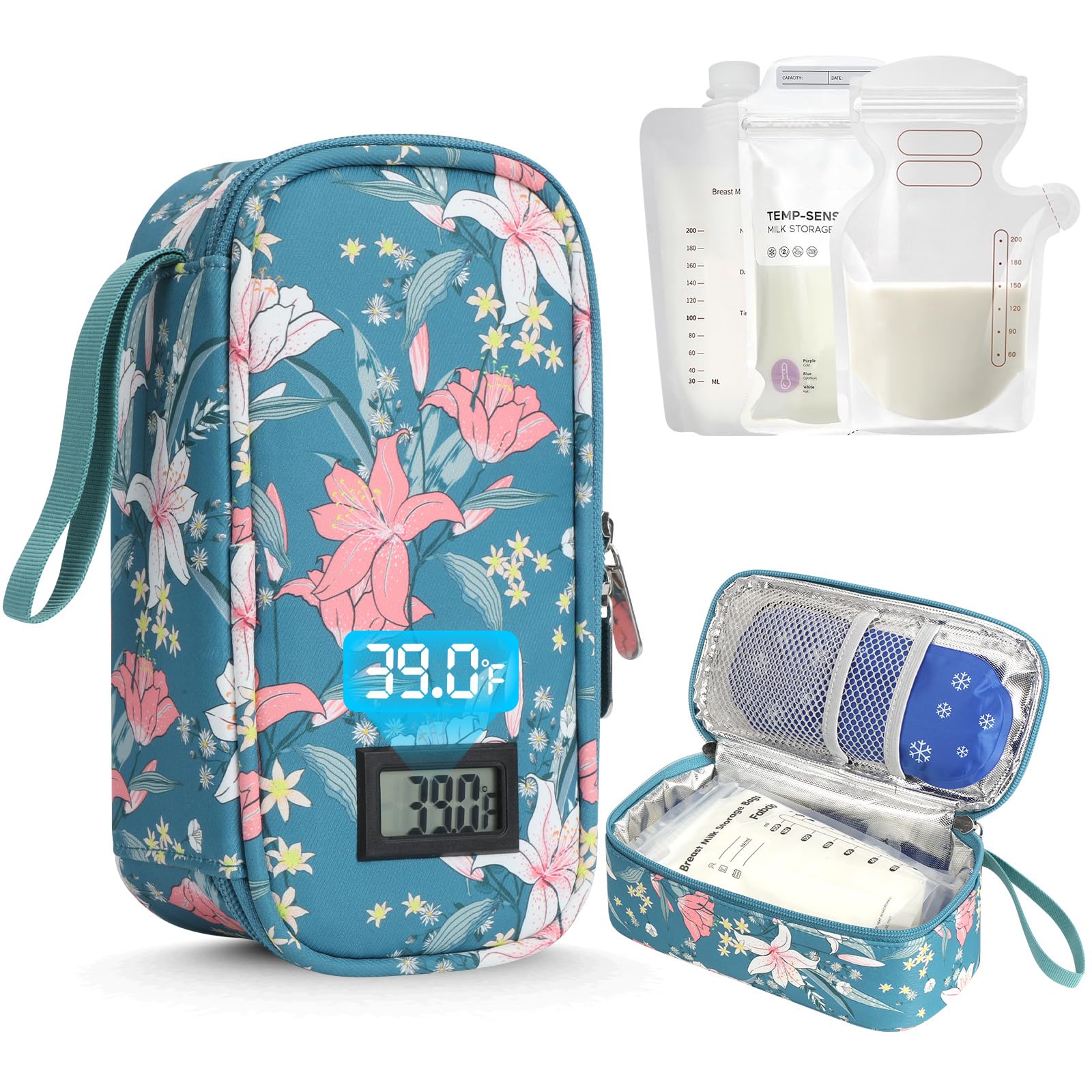 YOUSHARES breastmilk cooler with digital thermometer display for on-the-go checks