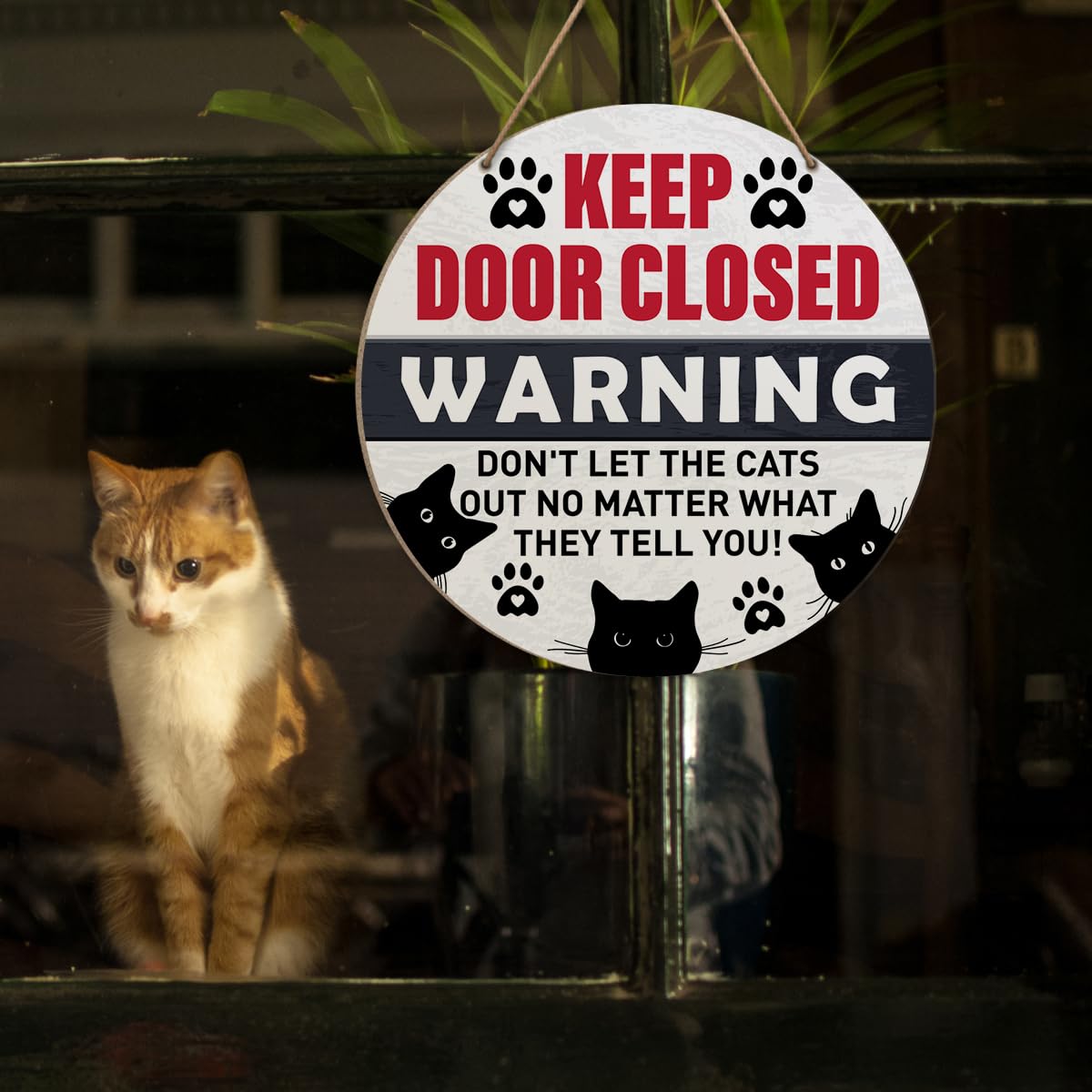 Yousheager beware of cat sign front wall decor clearly marks cat space