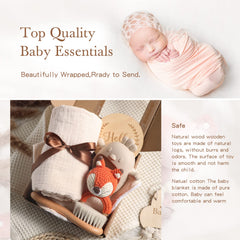 YOUUYS Baby Gift Set hair brush uses gentle natural bristles for delicate hair.
