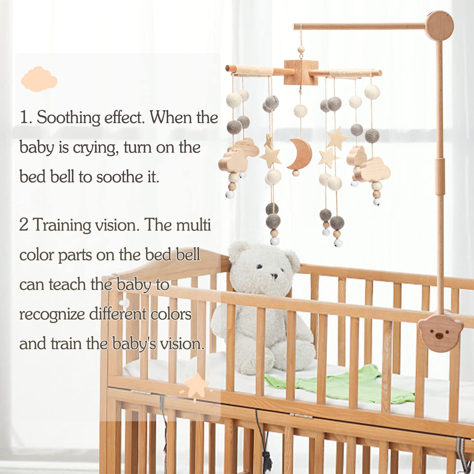 Youuys Wooden beads design offers tactile interest during baby’s early moments