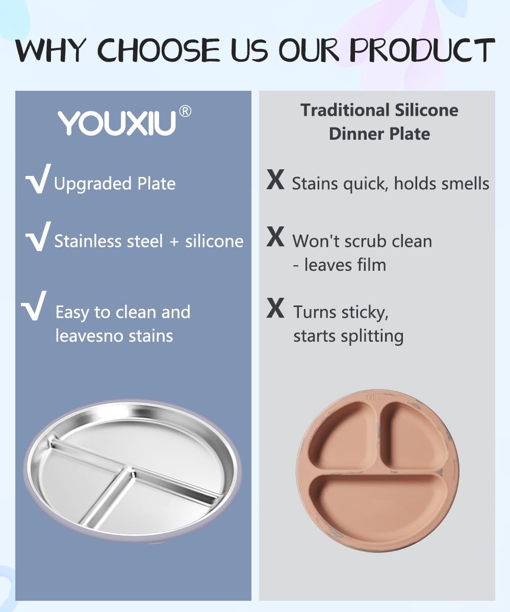 YOUXIU BPA-free dishwasher-safe plate prevents oil absorption and residues