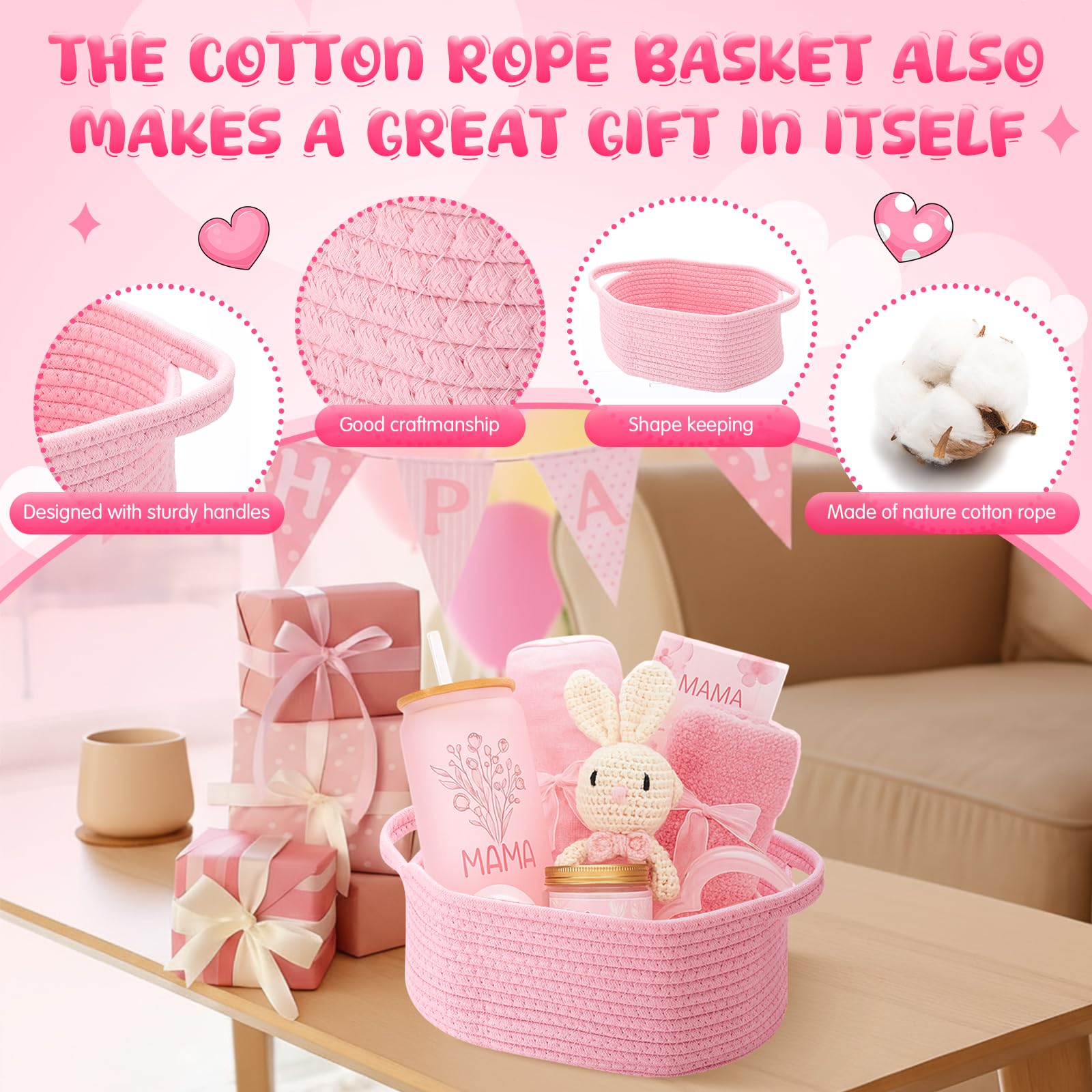 Youyole basket with handles for easy carrying and transport.