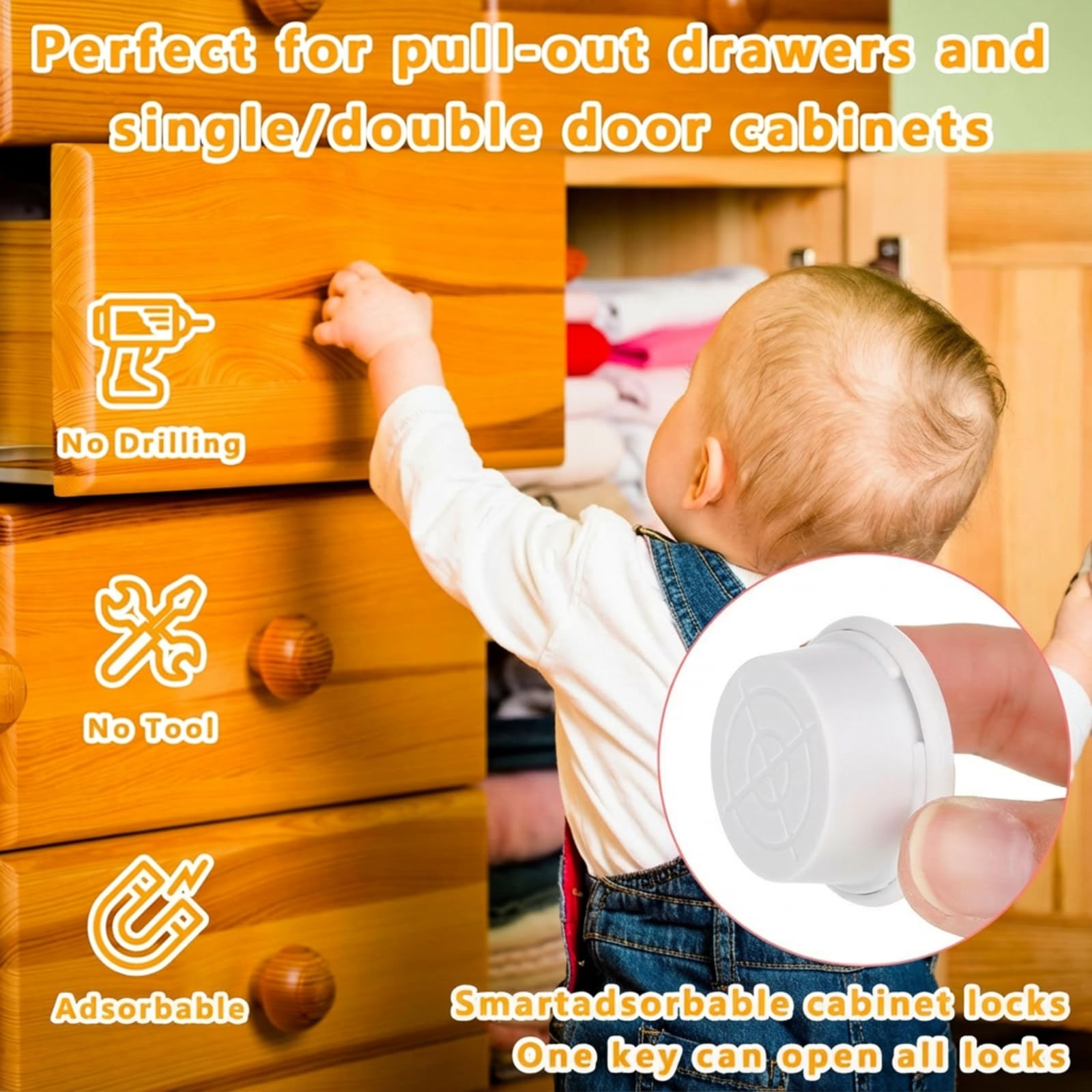 Youyole kitchen cabinet doors magnetic keys on surface, ideal for home safety organization.