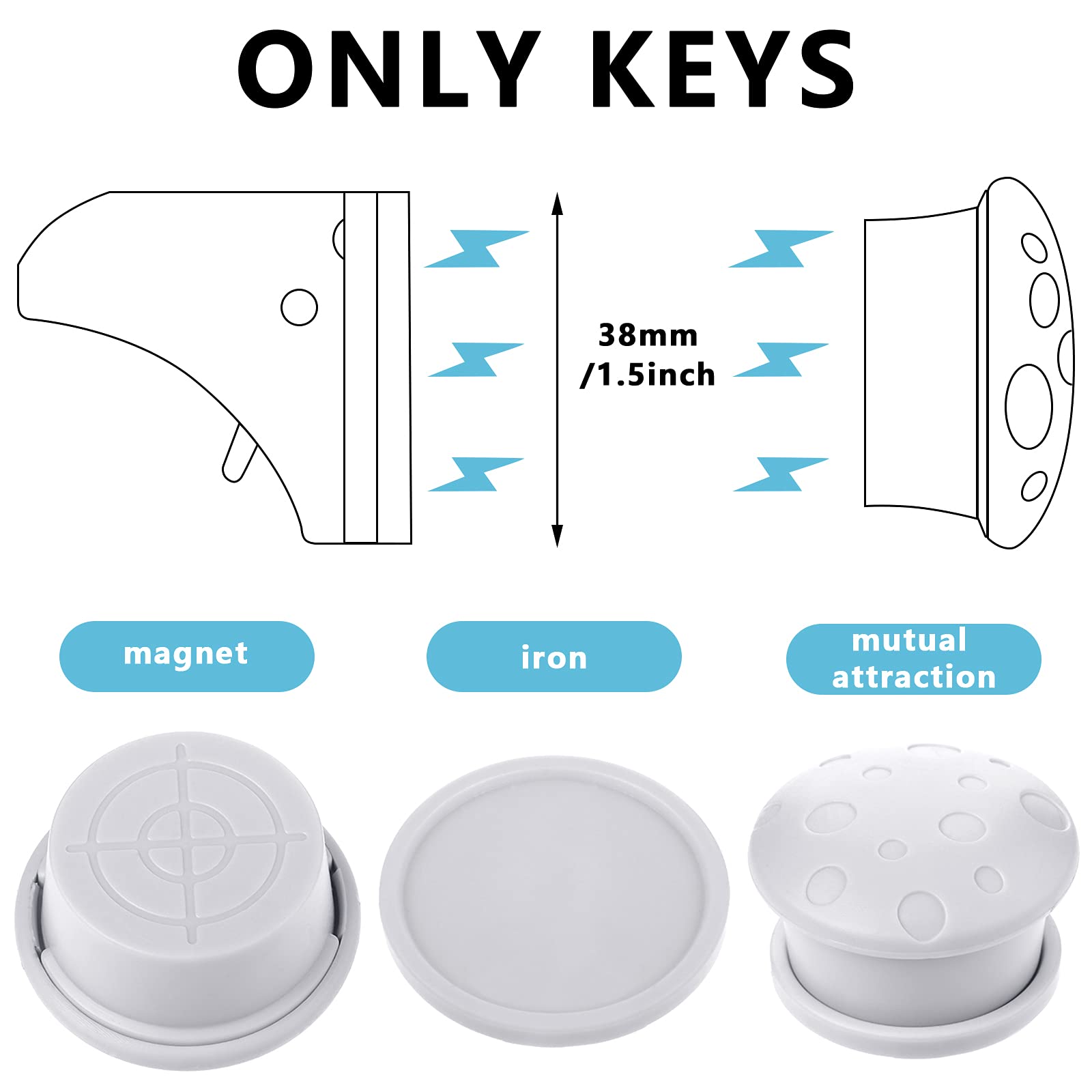 Youyole magnetic cabinet keys in use on a drawer for easy lock/unlock.