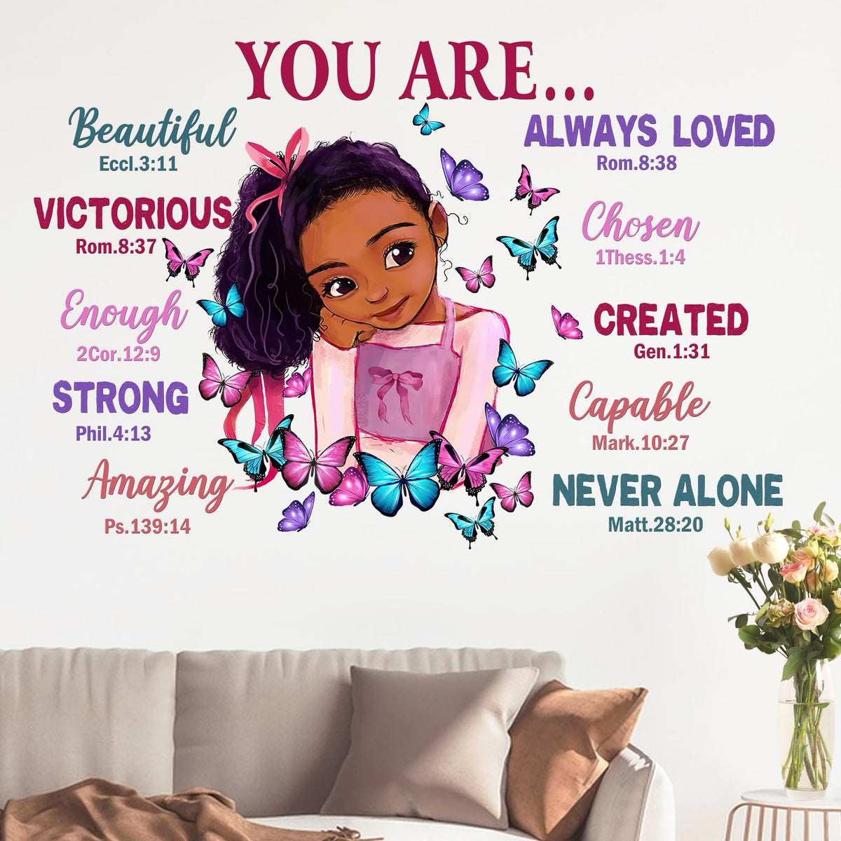 Yovkky black girl religious butterfly wall decal enhances nursery decor with uplifting charm