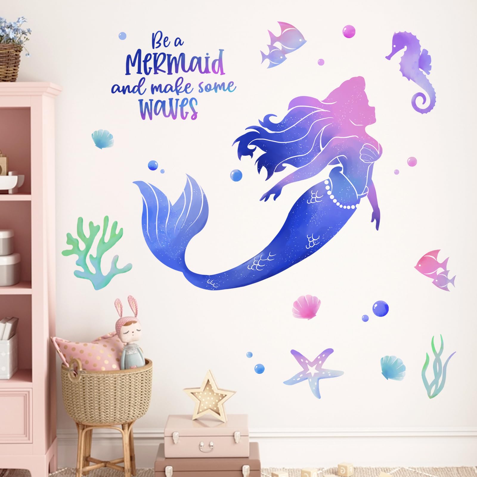 Yovkky coral conch wall decal brings underwater charm and practicality.
