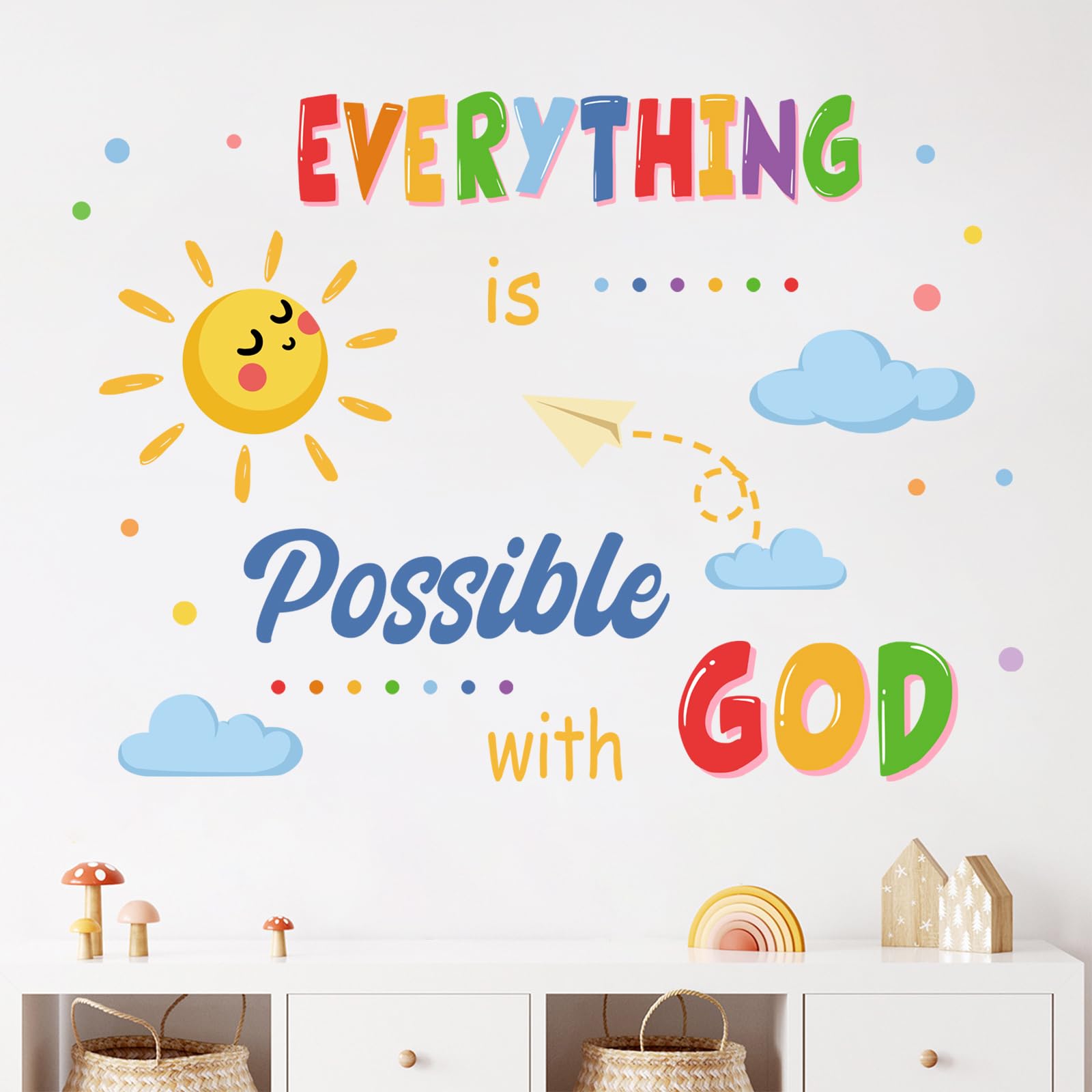 Yovkky nursery wall decal is removable and mess-free for easy updates.