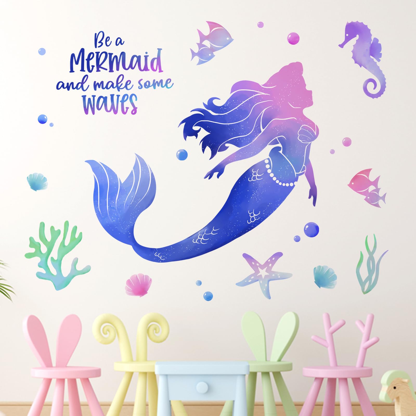 Yovkky ocean creatures wall art set offers colorful, enduring decor.
