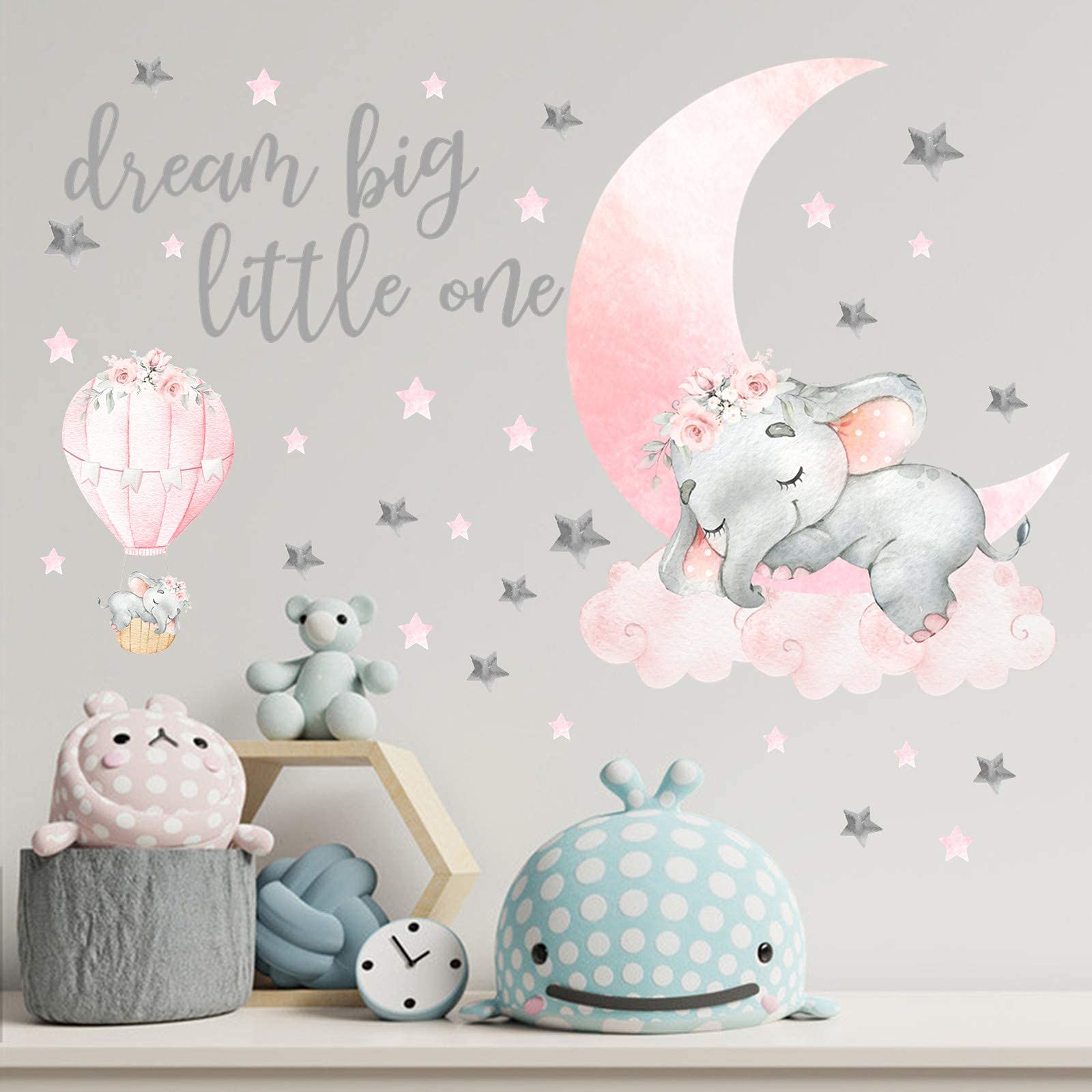 Yovkky pink-moon watercolor wall sticker brightens nurseries with soft tones and easy removal.