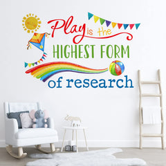 Yovkky Play wall decal quote rainbow sun brightens a playroom wall