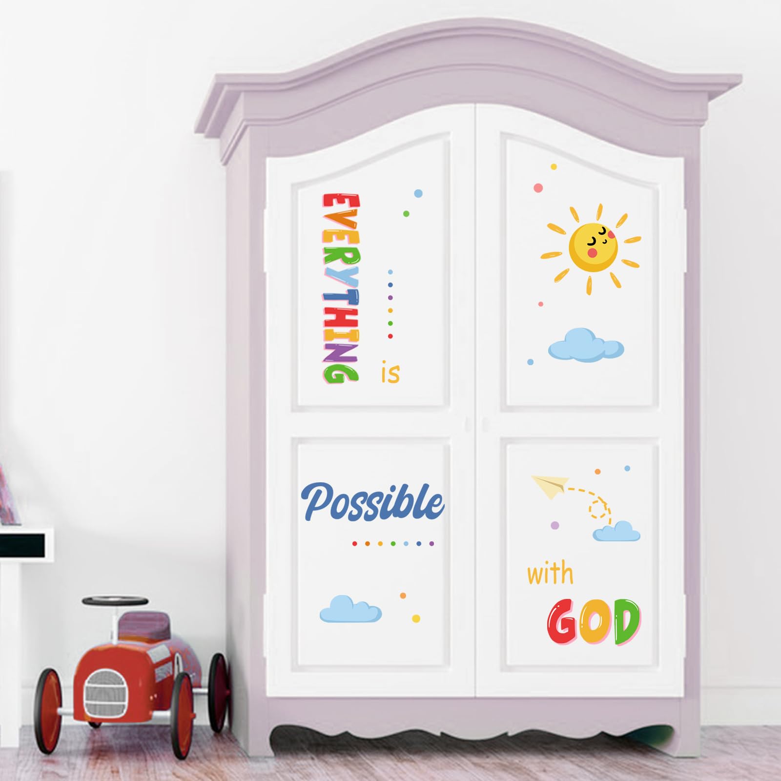 Yovkky removable wall stickers stick to smooth surfaces for quick refresh.