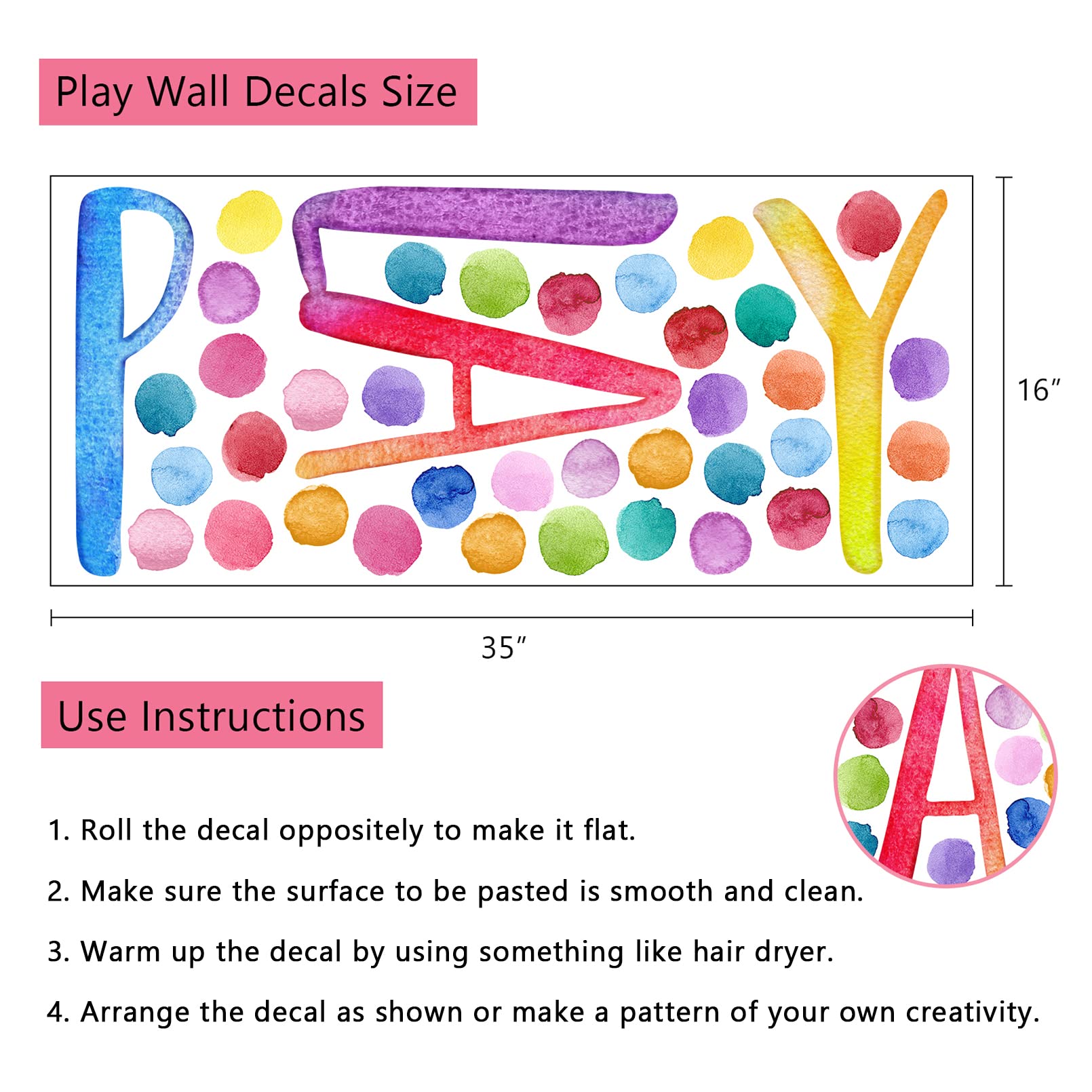 Yovkky watercolor play sign peel and stick decor for quick updates