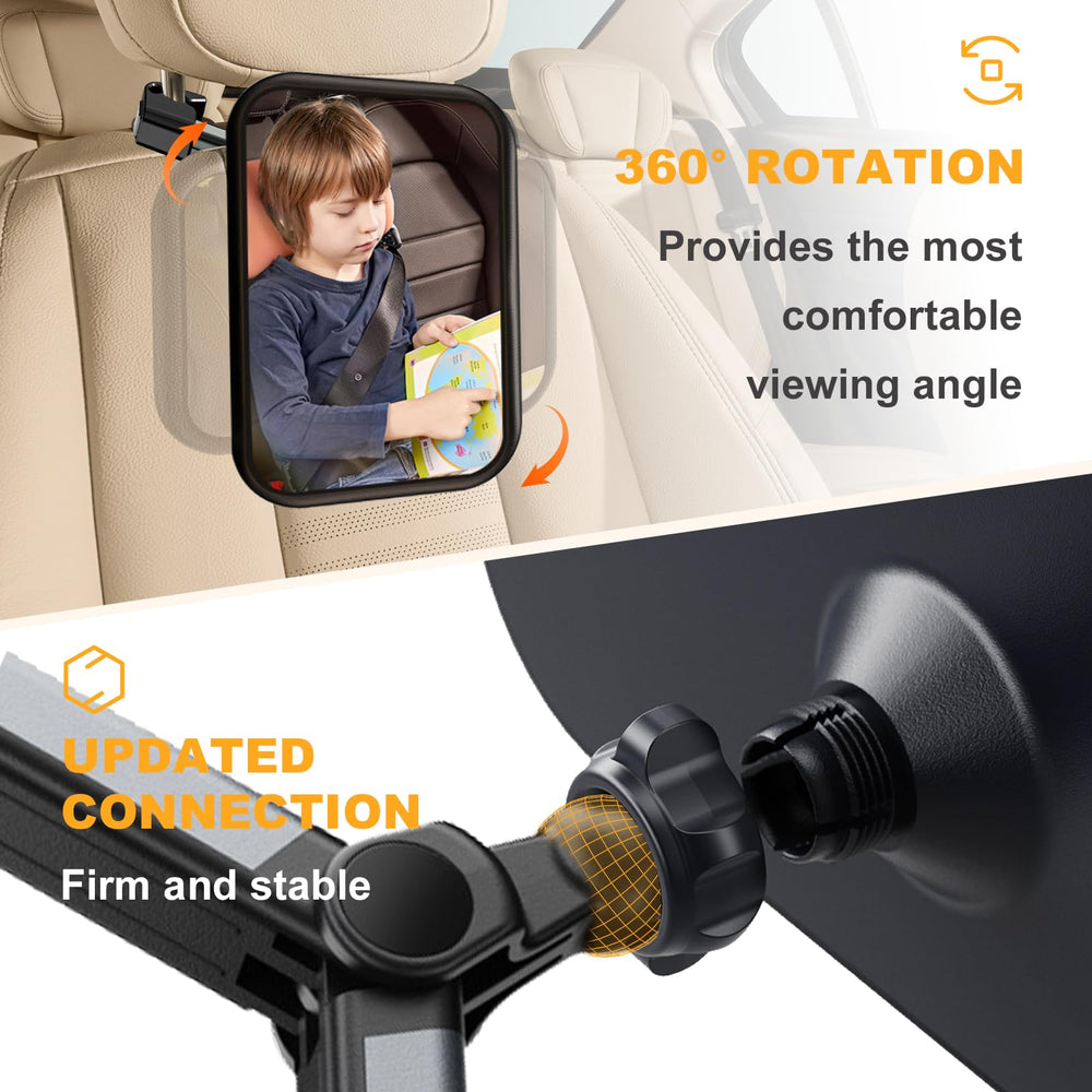 YOVKOK 360-rotation mirror adjusts for ideal viewing angle.