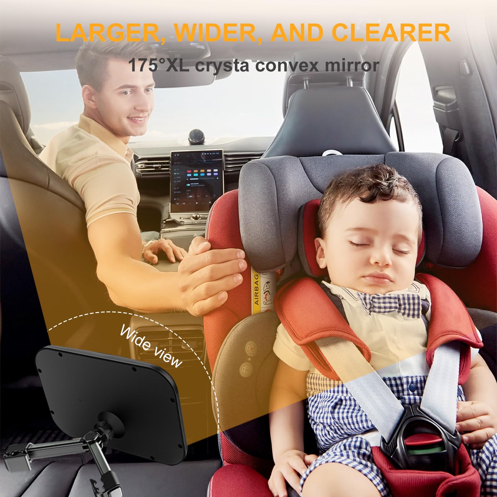 YOVKOK rear-facing-view mirror keeps baby in sight during drives.