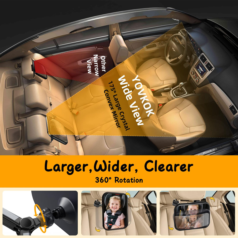 YOVKOK car baby mirror is crash-tested and shatterproof for durable car safety.
