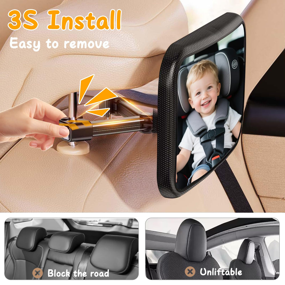 YOVKOK car baby mirror installs in seconds with an easy hook-loop design.
