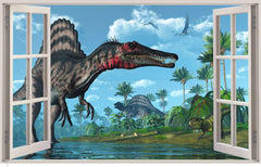 YOWOCAL 3D Watercolour Spinosaurus on-wall wall sticker for immersive decor.