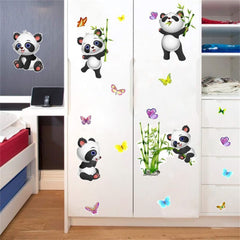 YOWOCAL panda and butterfly decals set is easy to apply on walls.