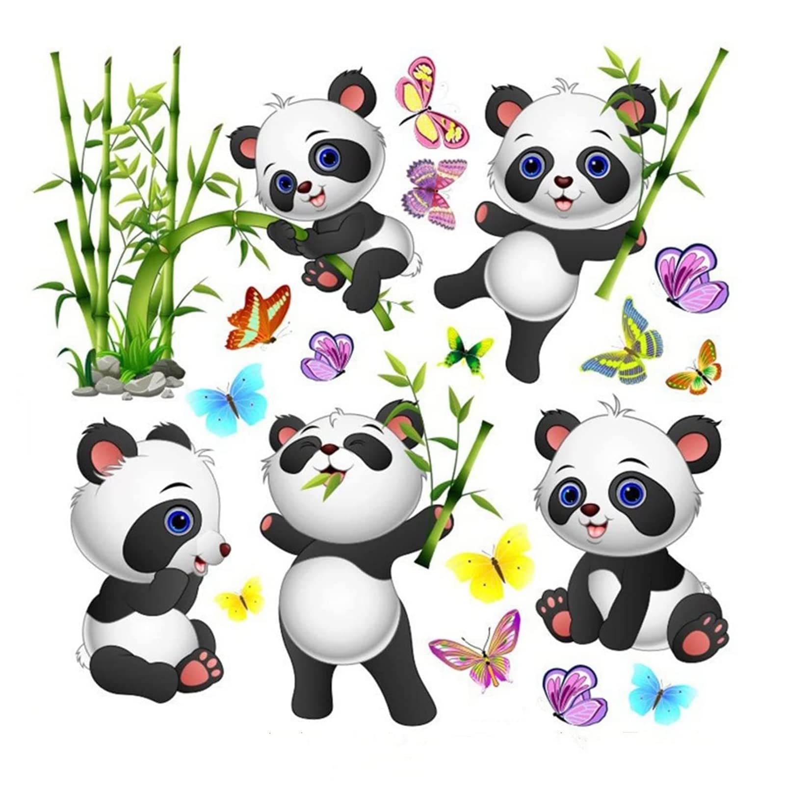YOWOCAL panda illustration wall decal adds playful charm to kids' room decor.