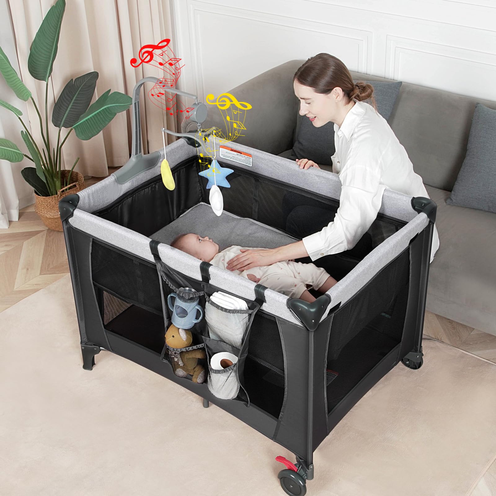 YoYiCuna Pack and Play 360-degree mesh emphasizes airflow and supervision