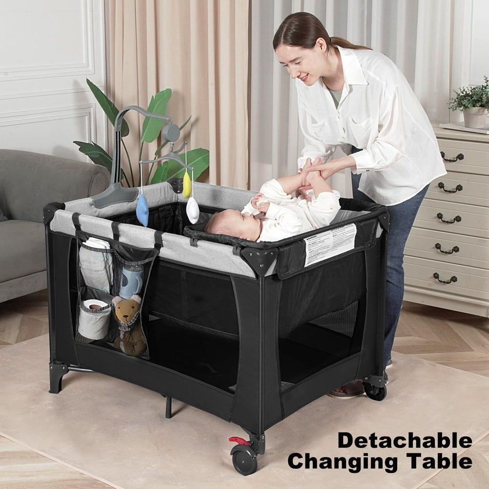 YoYiCuna Pack and Play changing table offers convenient diaper changes on the go