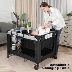 YoYiCuna Pack and Play changing table offers convenient diaper changes on the go