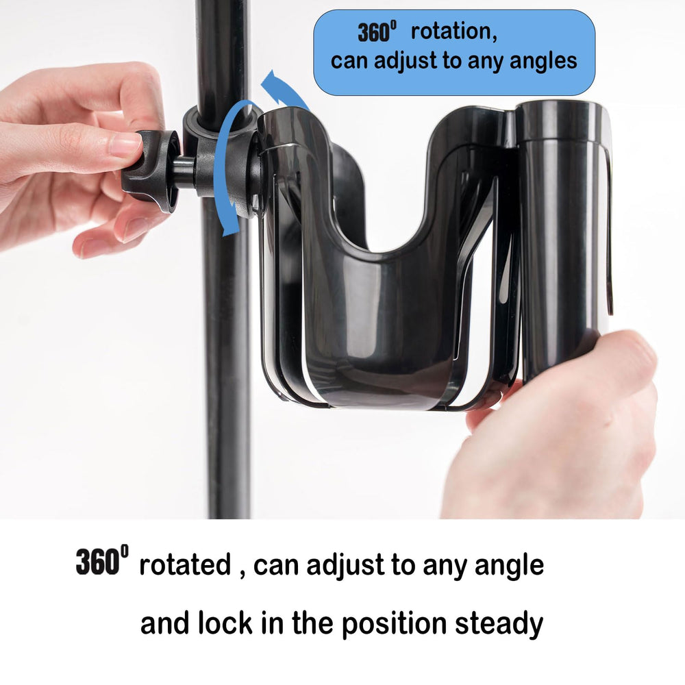 Yoyoapple 360-degree rotation cup holder shown for easy access during rides.