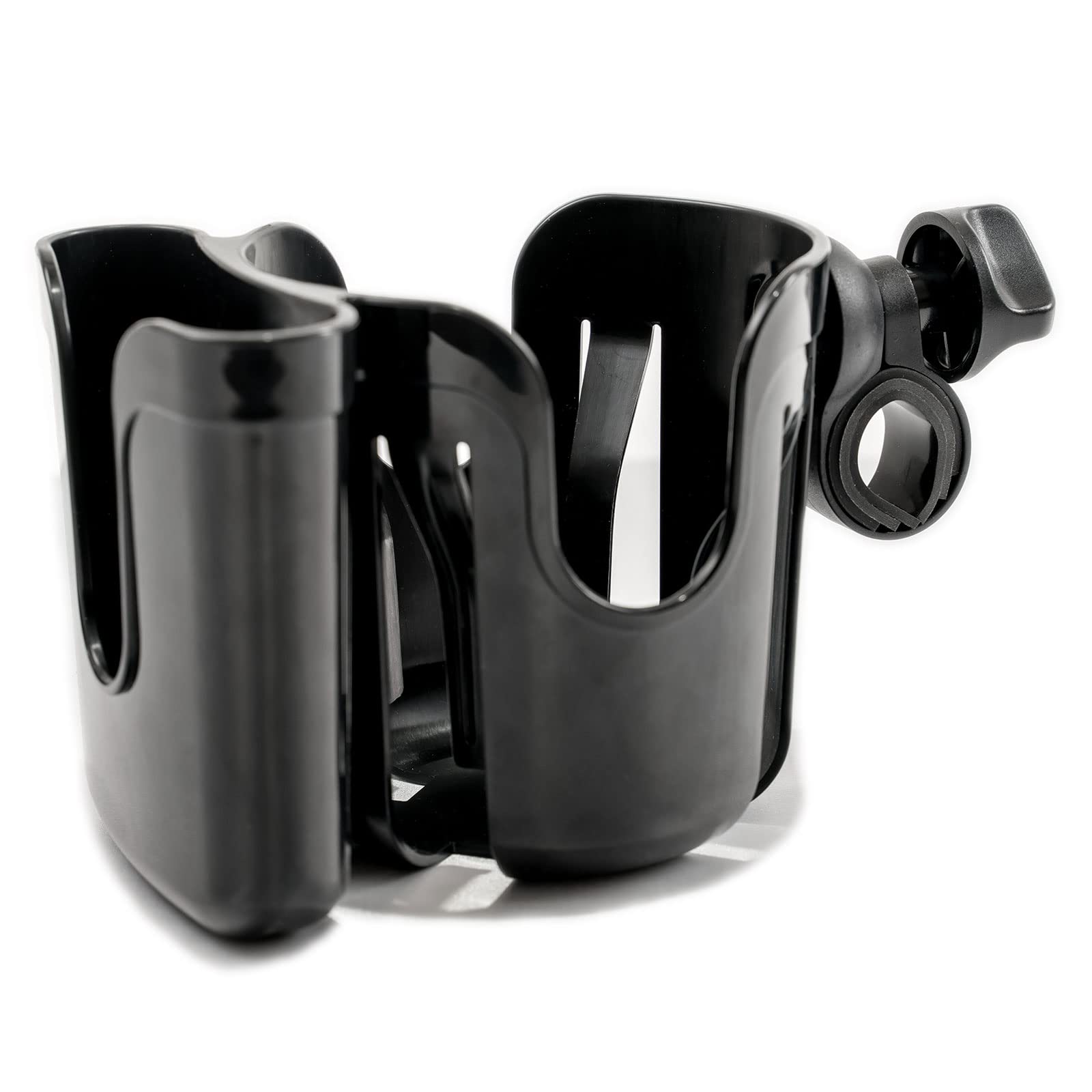 Yoyoapple cup holder on bike handlebar demonstrates compatibility for various vehicle setups.
