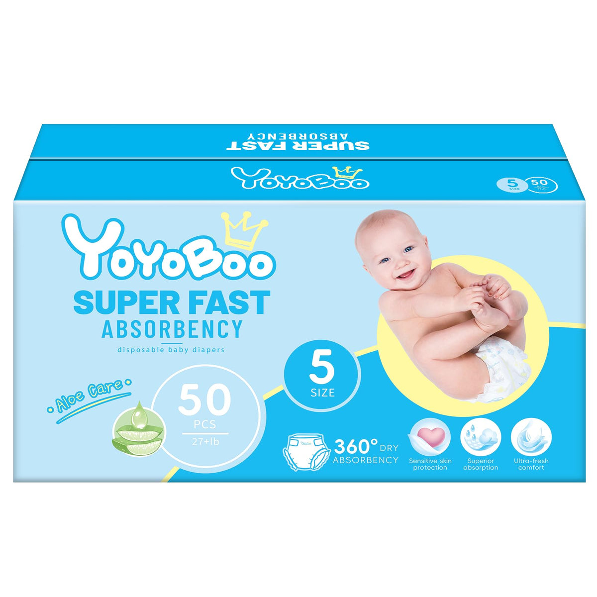 YOYOBOO disposable newborn diapers pack close-up shows soft texture for comfort.