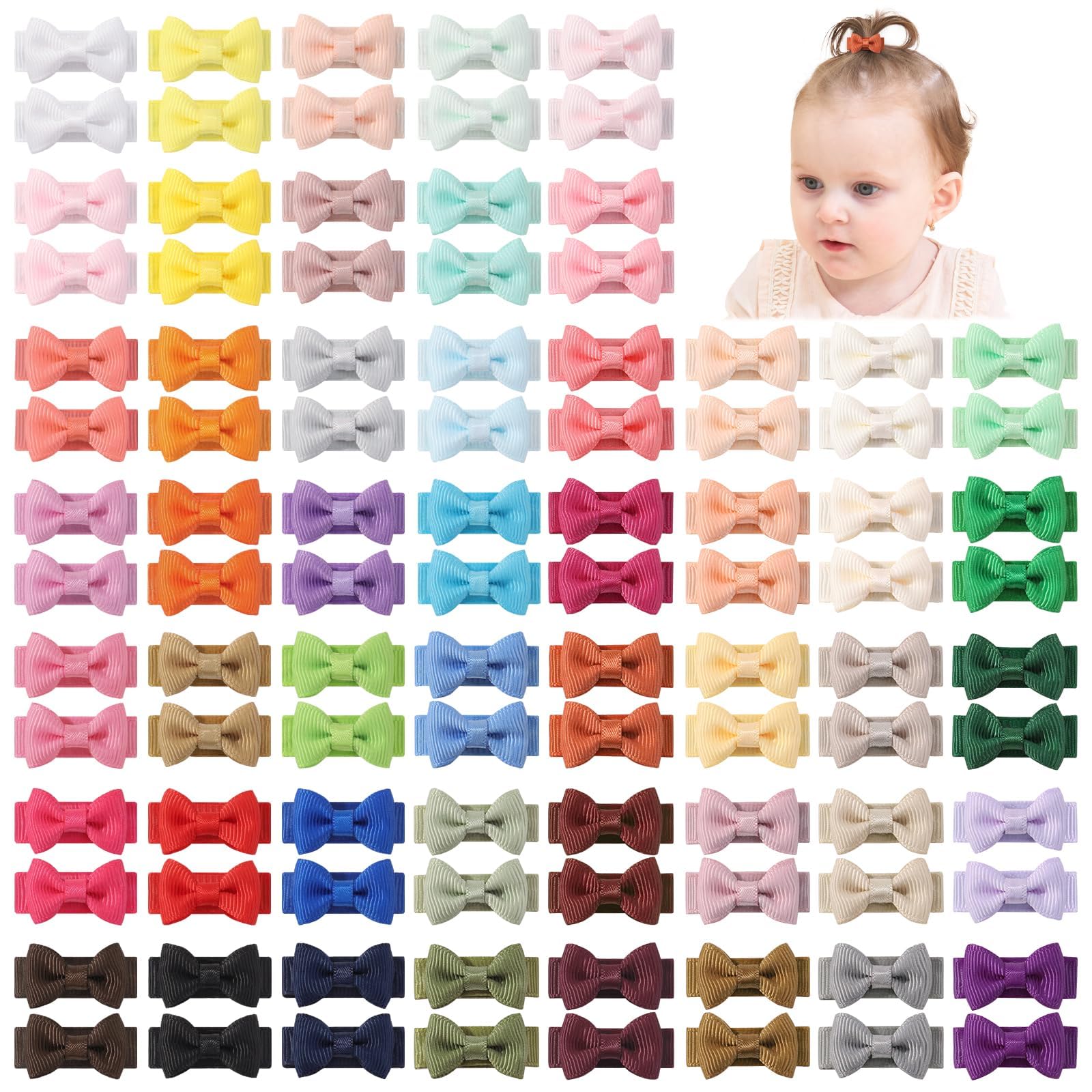 Yoyokid 100pcs baby bows in pairs for versatile outfit matching.