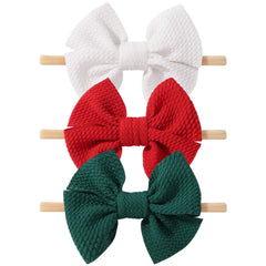 yoyokid 3pcs baby bows headbands in festive red green white for photo-ready outfits