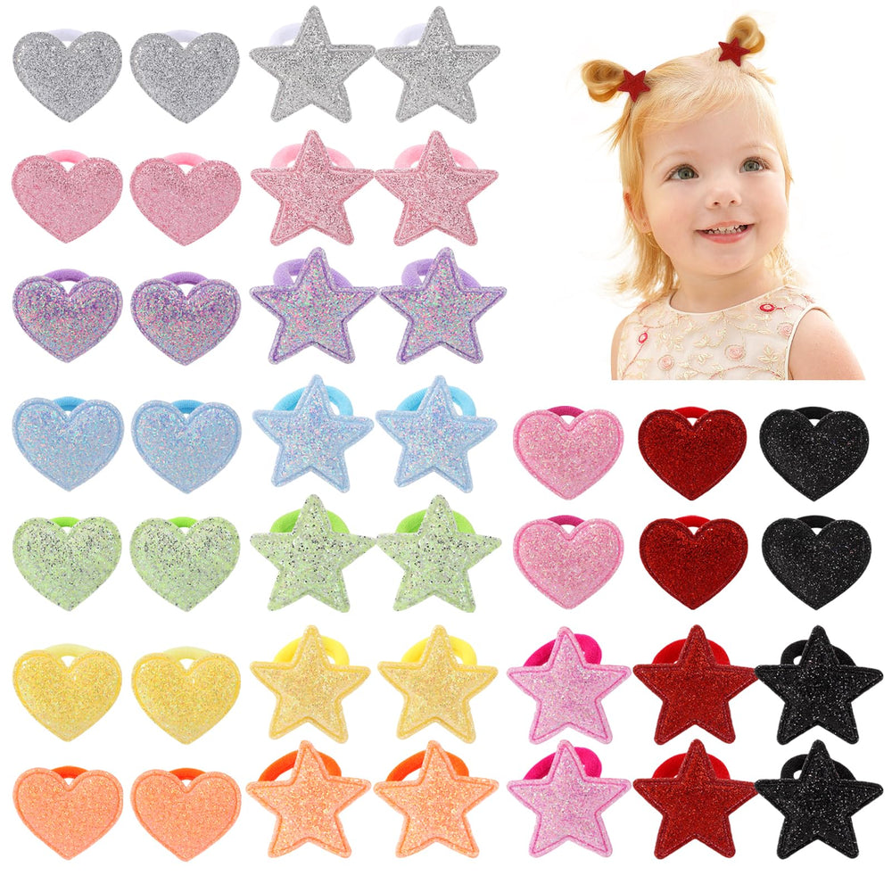 Yoyokid glitter hair ties with heart shape for cute pink hairstyle ideas
