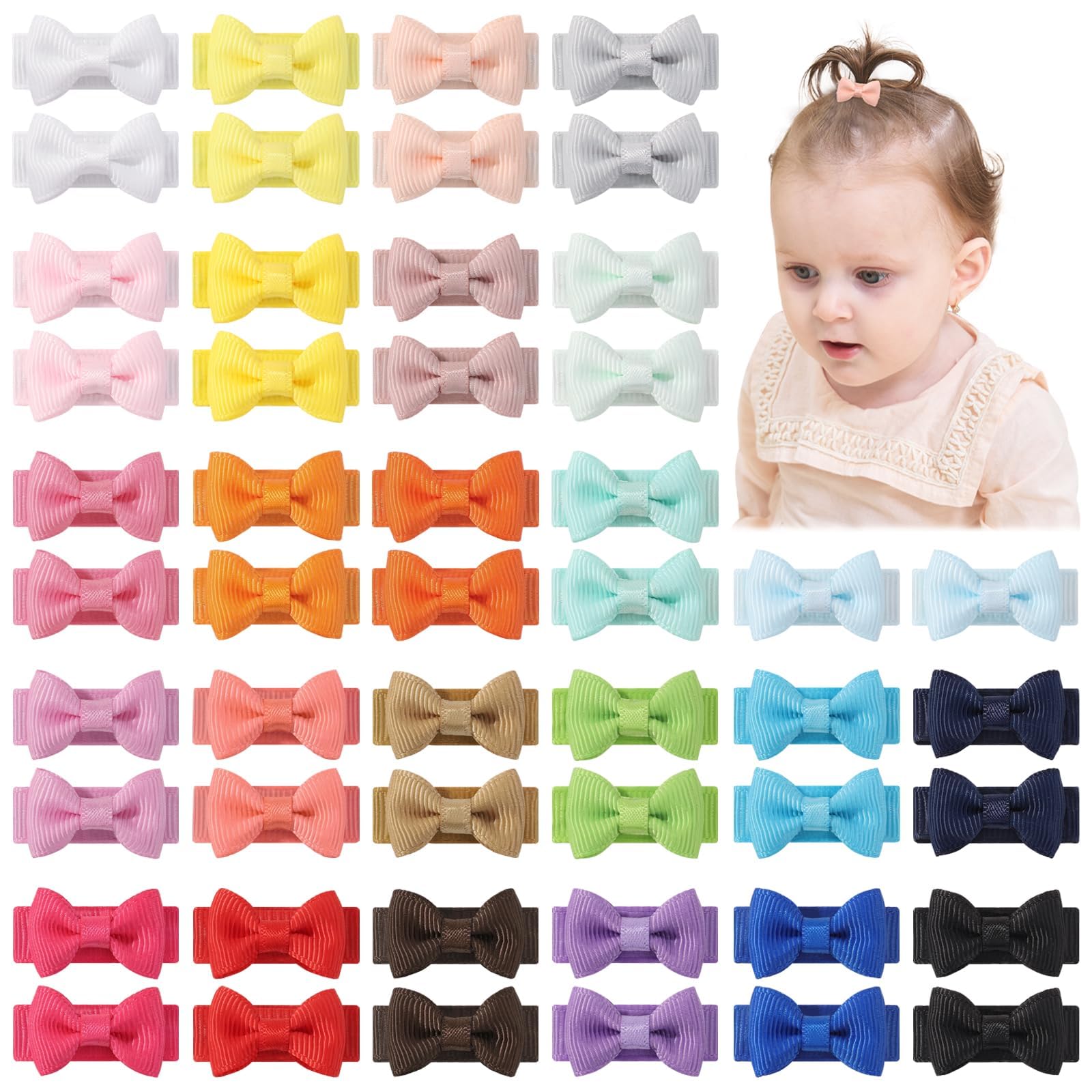 yoyokid mini bows closeup reveals snag-free gentle wear on delicate hair.