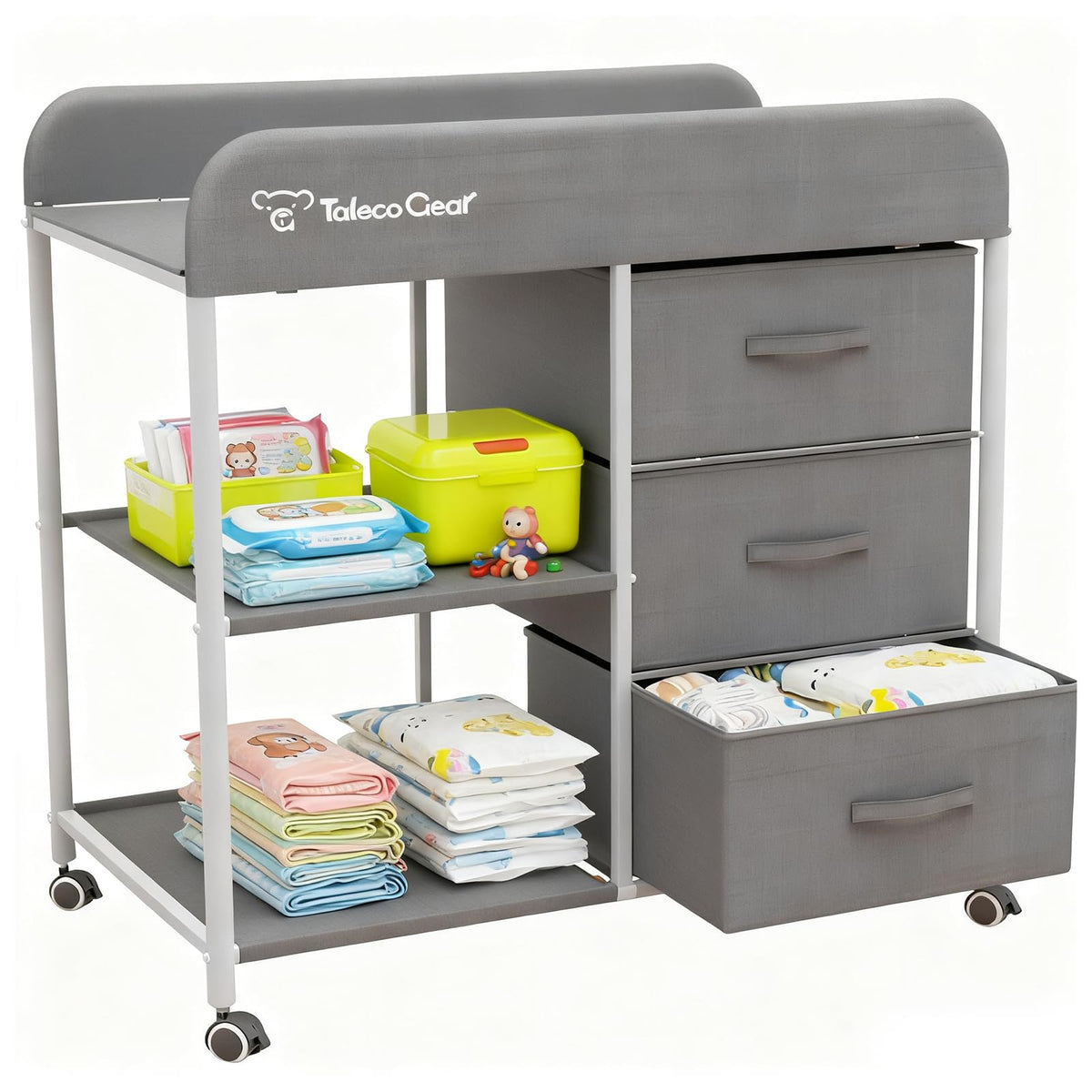 Yozoia baby-changing-table front view shows a safe, organized changing area.