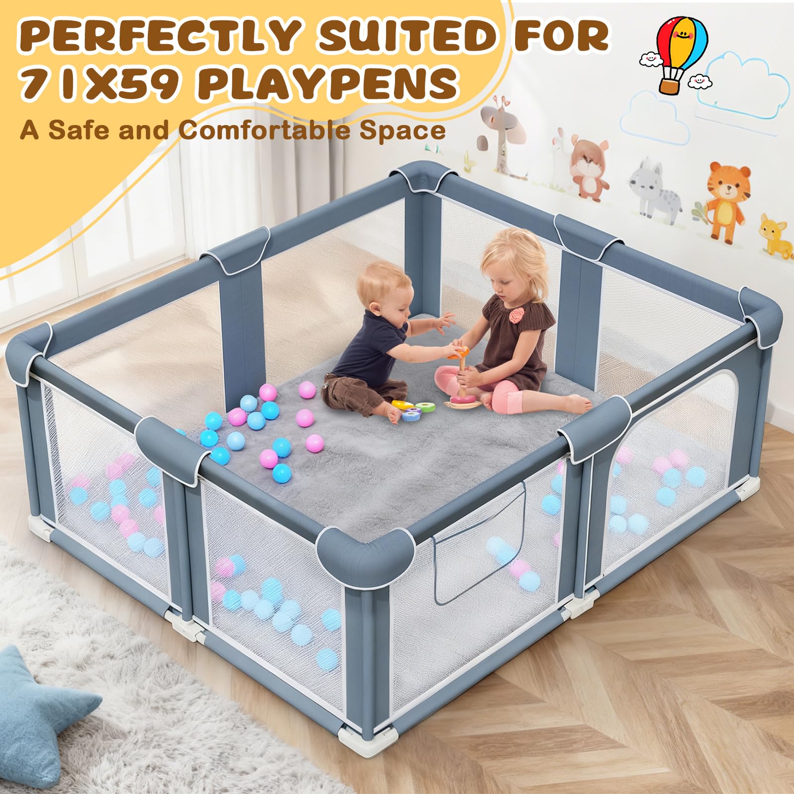 Yozoia Baby Play Mat noise-dampening cushioning softens footsteps