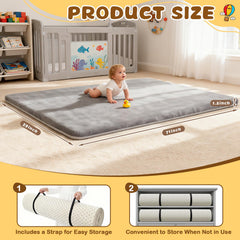 Yozoia Baby Play Mat non-slip bottom helps stay put during playtime