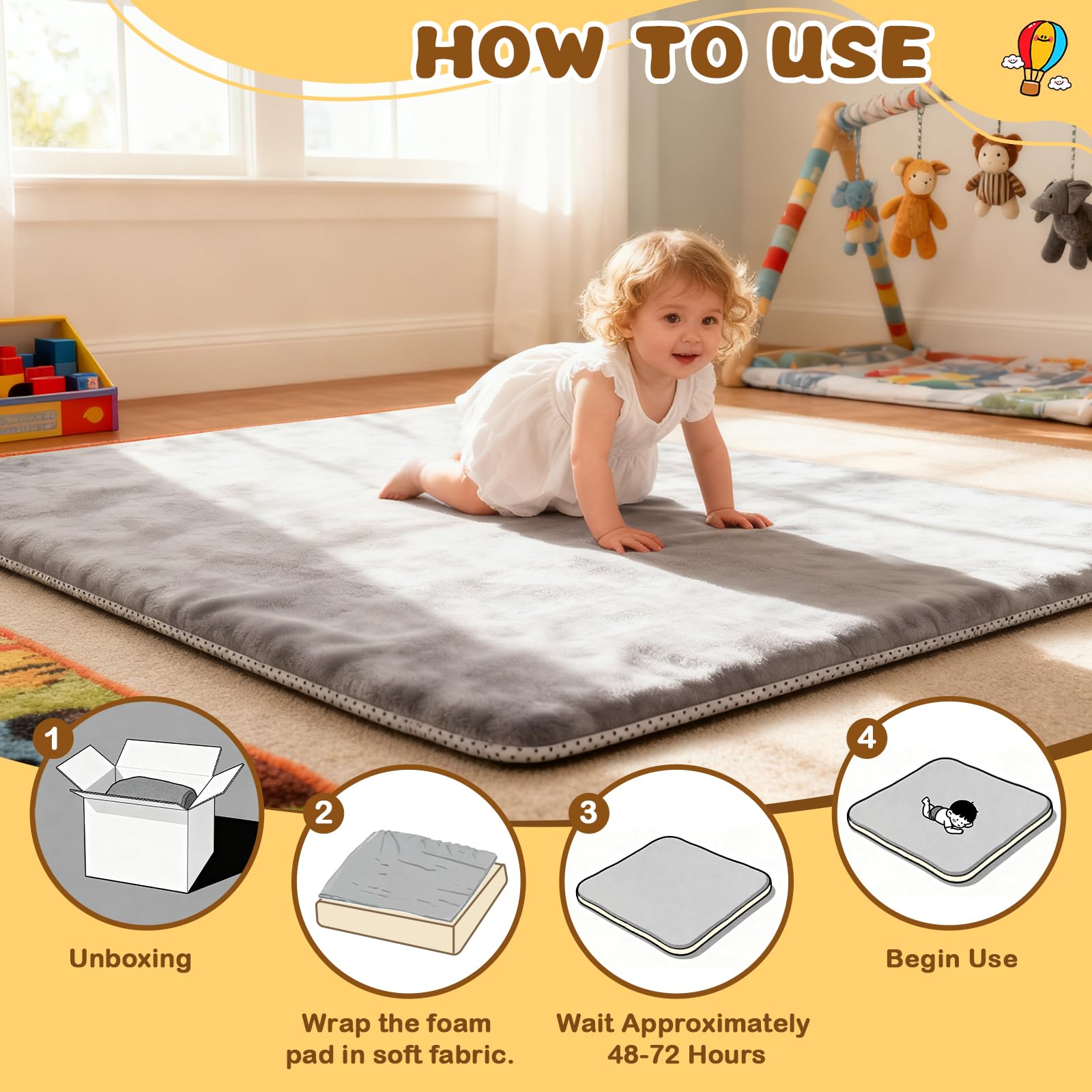Yozoia play mat supports tummy time and crawling for babies.