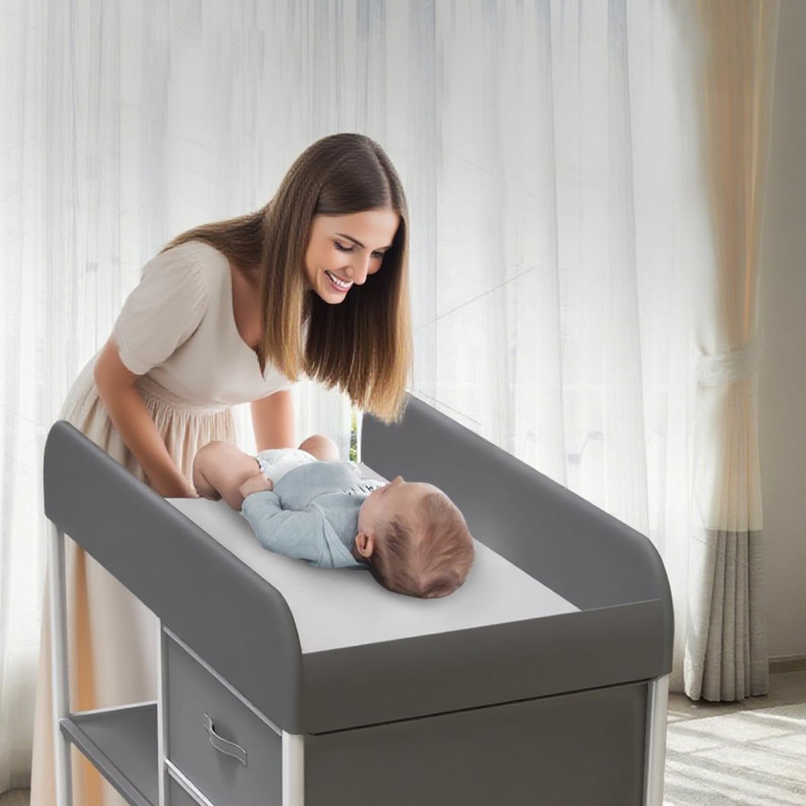 Yozoia-changing-table-assembly-setup illustrates assembly steps for safe, sturdy furniture.