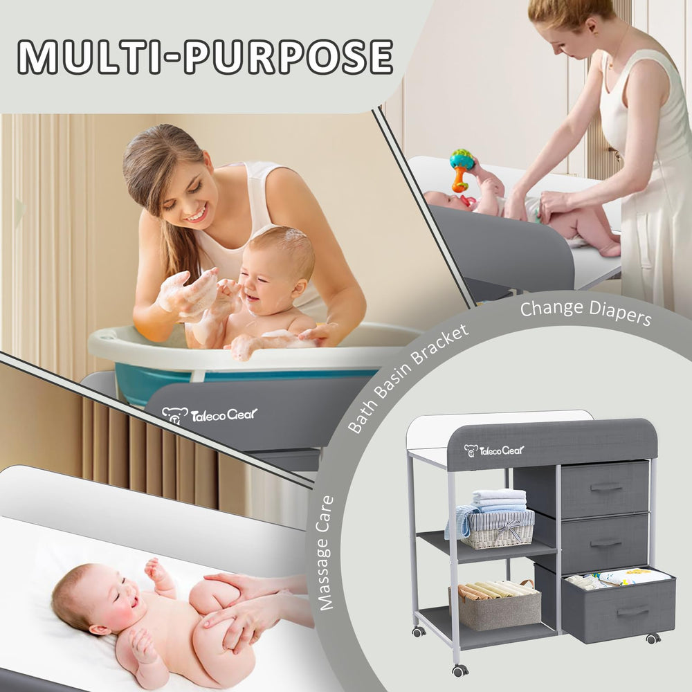 Yozoia changing-table-dresser-storage-baskets displays three storage baskets for nursery organization.